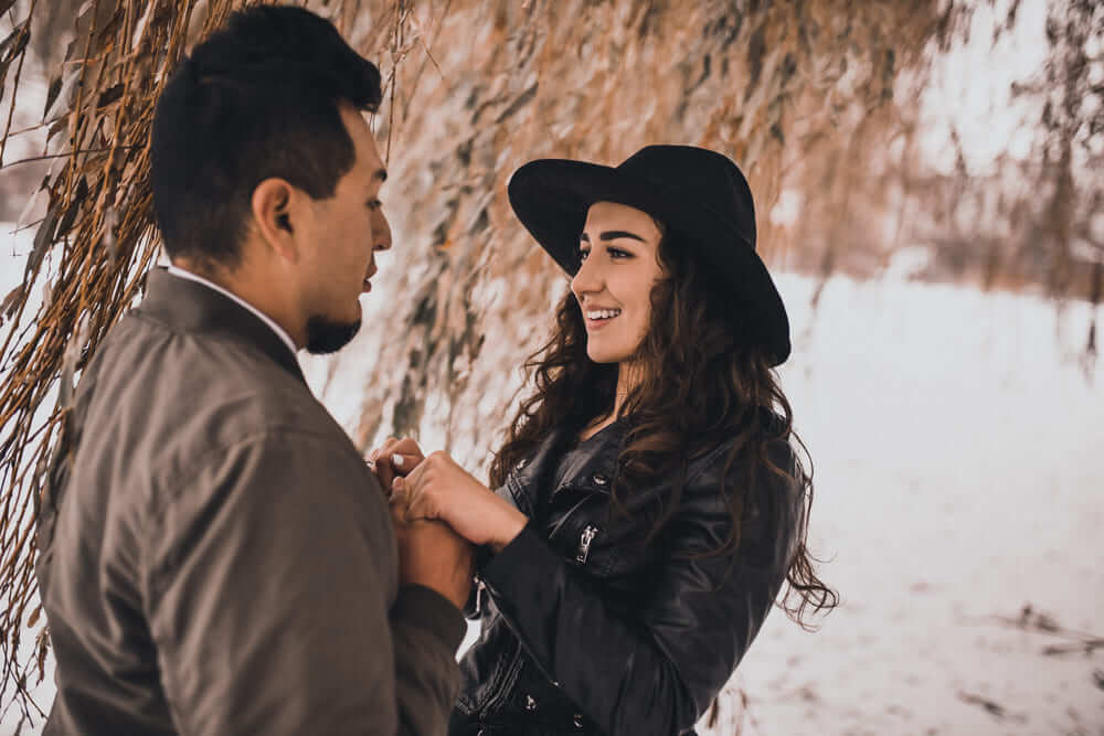 Real ukrainian couple on a romantic winter date
